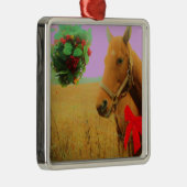 Retro roze sky Kerstmis Metalen Ornament (Rechts)