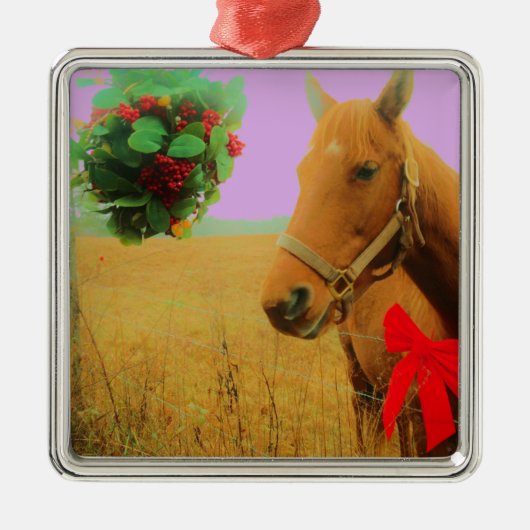Retro roze sky Kerstmis Metalen Ornament (Voorkant)