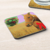 Retro roze sky Kerstmis Onderzetter (Linkerzijde)