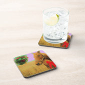 Retro roze sky Kerstmis Onderzetter (Rechterzijde)