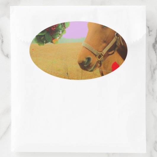 Retro roze sky Kerstmis Ovale Sticker (Tas)