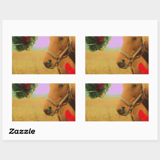 Retro roze sky Kerstmis Rechthoekige Sticker (Vel)