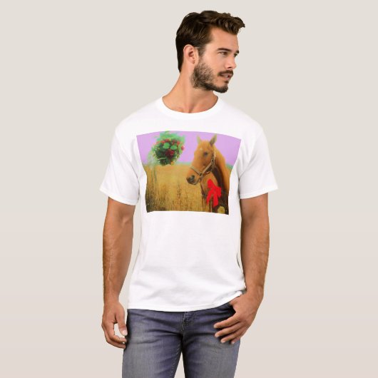 Retro roze sky Kerstmis T-shirt (Voorkant volledig)