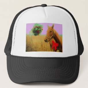Retro roze sky Kerstmis Trucker Pet