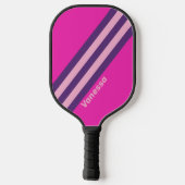 Retro Roze Sky Stripes met naam Pickleball Paddle (Achterkant)