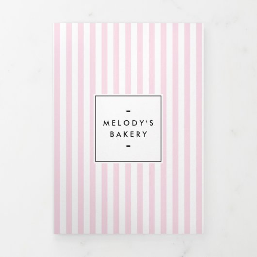 Retro Roze Snoep Strepen Bakkerij Catering Brochur Drieluik Kaart (Cover)