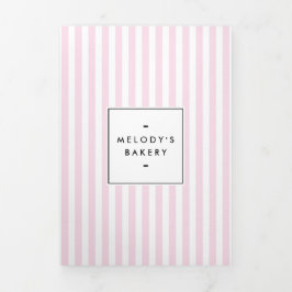 Retro Roze Snoep Strepen Bakkerij Catering Brochur Drieluik Kaart