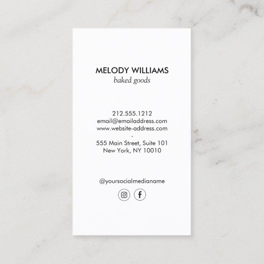 Retro Roze Snoep Strepen Bakkerij Social Media Visitekaartje (Achterkant)