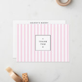 Retro roze Snoep strepen Dank u Notitiekaartje (Voorkant / Achterkant in situ)