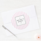 Retro Roze Snoep Stripes Bakery Ronde Sticker (Envelop)