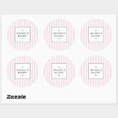 Retro Roze Snoep Stripes Bakery Ronde Sticker (Vel)