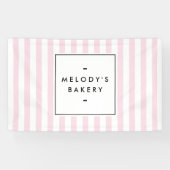 Retro Roze Snoep Stripes Bakery Spandoek (Horizontaal)