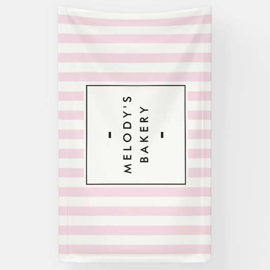 Retro Roze Snoep Stripes Bakery Spandoek (Verticaal)