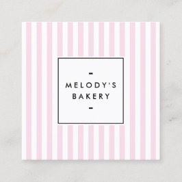 Retro Roze Snoep Stripes Bakery Vierkante Visitekaartje