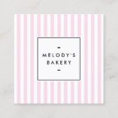 Retro Roze Snoep Stripes Bakery Vierkante Visitekaartje (Voorkant)