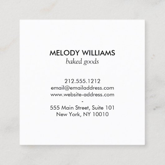 Retro Roze Snoep Stripes Bakery Vierkante Visitekaartje (Achterkant)