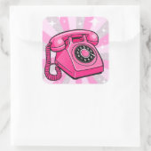 Retro Roze Sparkle Rotary Landline Telefoon Vierkante Sticker (Tas)