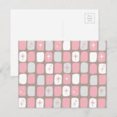 Retro Roze Starbursts Briefkaart (Voorkant / Achterkant)
