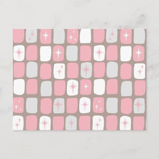 Retro Roze Starbursts Briefkaart (Voorkant)