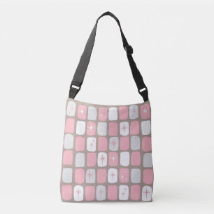 Retro Roze Starbursts Crossbody Tas