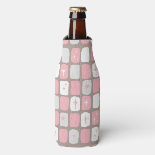 Retro Roze Starbursts Fleskoel Flesjeskoeler (Fles Voorkant)