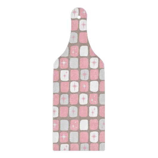 Retro Roze Starbursts Glass Cutting Board Paddle Snijplank (Voorkant)