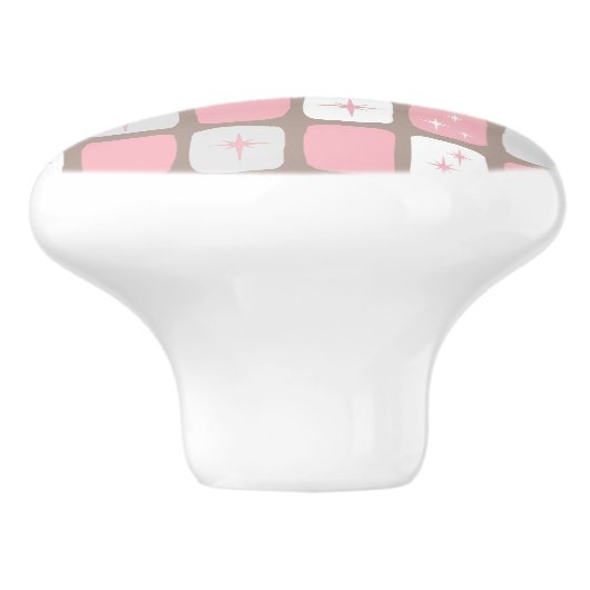 Retro Roze Starbursts keramische knop (Zijkant)