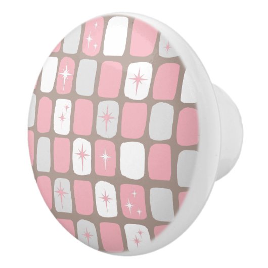 Retro Roze Starbursts keramische knop (Rechts)