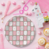 Retro Roze Starbursts papieren Borden Bordje (Feest)