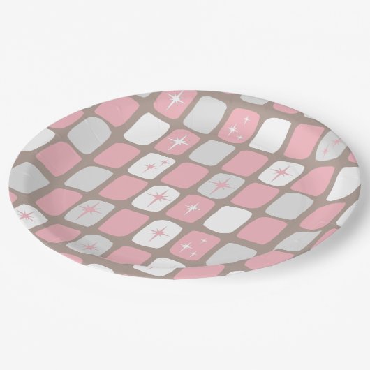 Retro Roze Starbursts papieren Borden Papieren Bordje (Gekanteld)