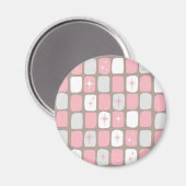 Retro Roze Starbursts Ronde Magnet (Voorkant / Achterkant)