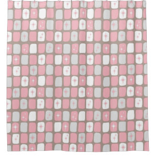 Retro Roze Starbursts Showgordijn Douchegordijn