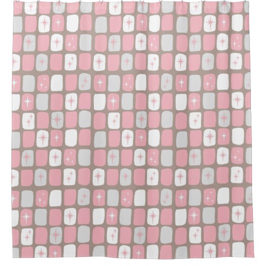 Retro Roze Starbursts Showgordijn Douchegordijn (Voorkant)