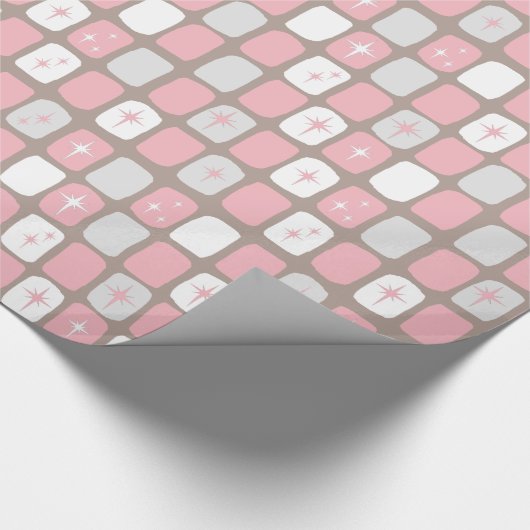Retro Roze Starbursts Verpakkingspapier Cadeaupapier (Hoek)