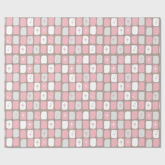 Retro Roze Starbursts Verpakkingspapier Cadeaupapier (Vlak)