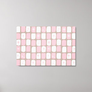 Retro Roze Starbursts Verpakt Canvas