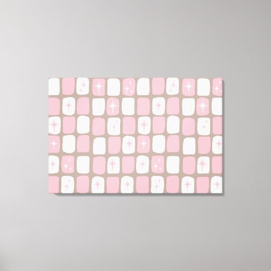 Retro Roze Starbursts Verpakt Canvas Afdruk (Voorkant)