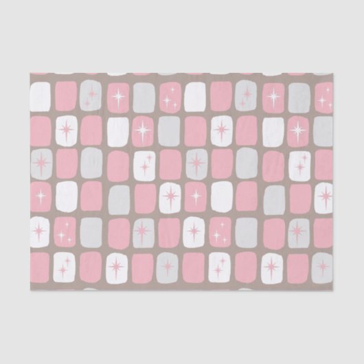 Retro Roze Starbursts Weefselpapier Tissuepapier (Voorkant)