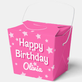 Retro Roze Sterren Gelukkige Verjaardag Bedankdoosjes