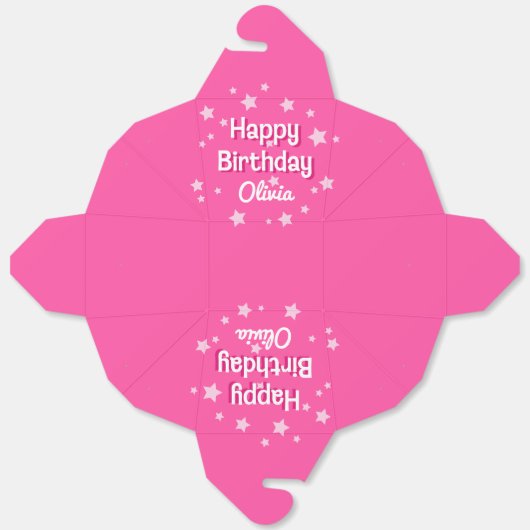 Retro Roze Sterren Gelukkige Verjaardag Bedankdoosjes (Ongevouwen)