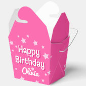 Retro  Roze Sterren Gelukkige Verjaardag Bedankdoosjes (Open)