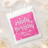 Retro  Roze Sterren Gelukkige Verjaardag Bedankzakje (Geknipt)