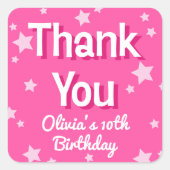 Retro  Roze Sterren Gelukkige Verjaardag Vierkante Sticker (Voorkant)