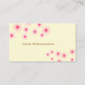 Retro roze sterren grillig lichtgeel schattig visitekaartje (Voorkant)