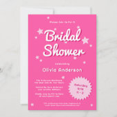 Retro  Roze Sterren Vrijgezellenfeest Kaart (Voorkant)