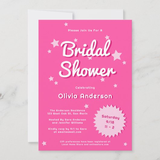 Retro  Roze Sterren Vrijgezellenfeest Kaart (Voorkant)