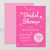 Retro  Roze Sterren Vrijgezellenfeest Kaart (Voorkant / Achterkant)