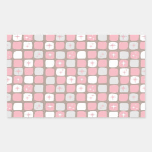 Retro Roze Stickers van de Rechthoek Starbursts