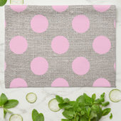 Retro Roze Stippen op Jute Theedoek (Gevouwen)