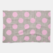 Retro Roze Stippen op Jute Theedoek (Horizontaal)